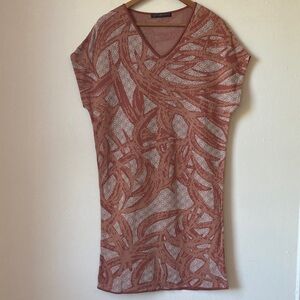 Peruvian Connection Jacquard Knit Pima Cotton Dolman Sleeve Dress Size S